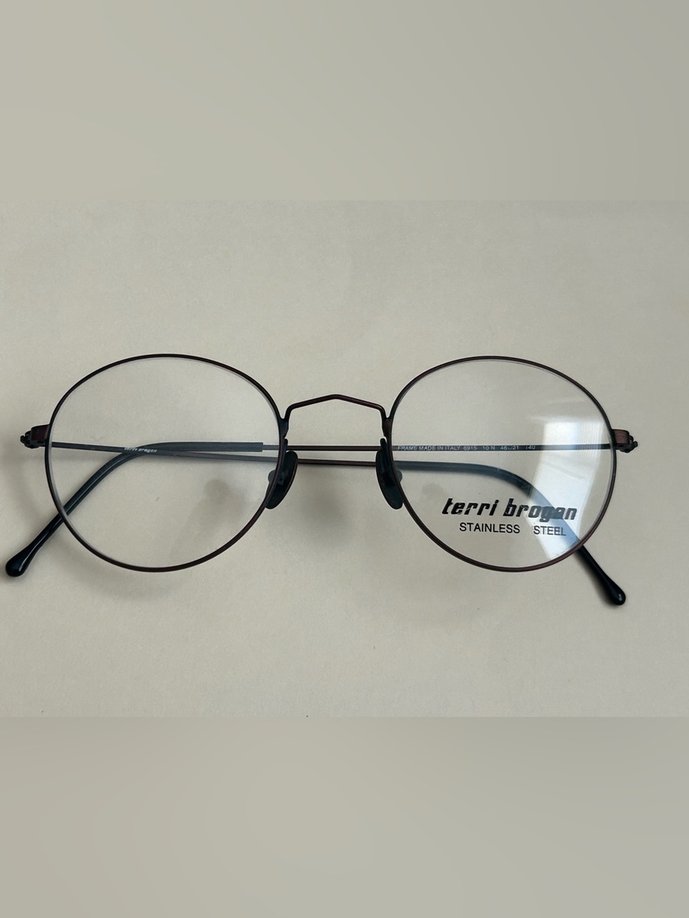 Vintage Terri Brogan 8915 Round Eyeglass Frame Italy Stainless Steel 46- 21 140